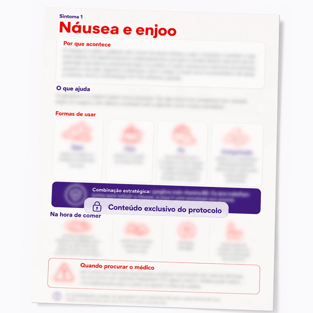 Página do protocolo para náusea e enjoo