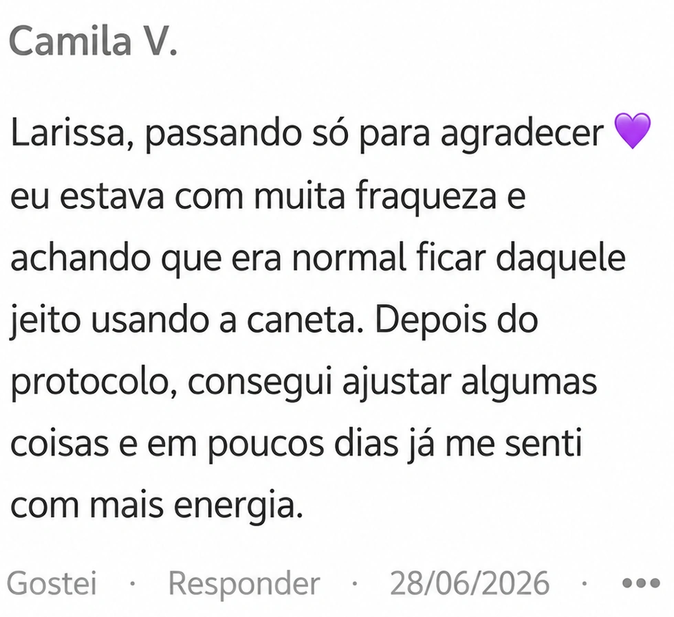 Depoimento de cliente sobre melhora da fraqueza e da energia
